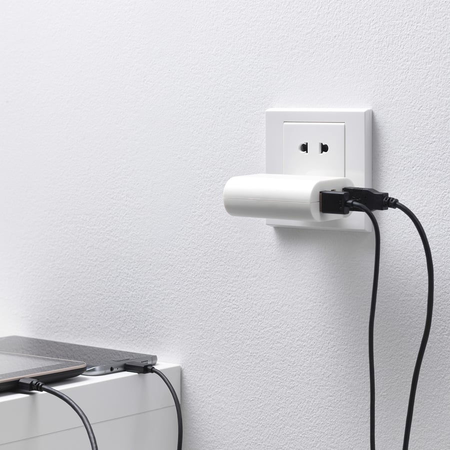 SMÅHAGEL 3port USB charger, white IKEA