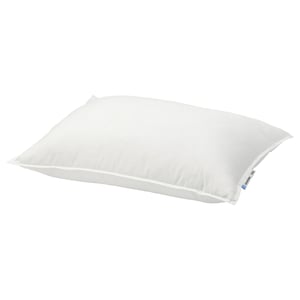 SMÅSPORRE pillow, white with soft, firm feel, recycled materials, rectangular shape.