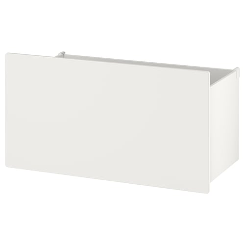 White SMÅSTAD box with castors, minimalist design.