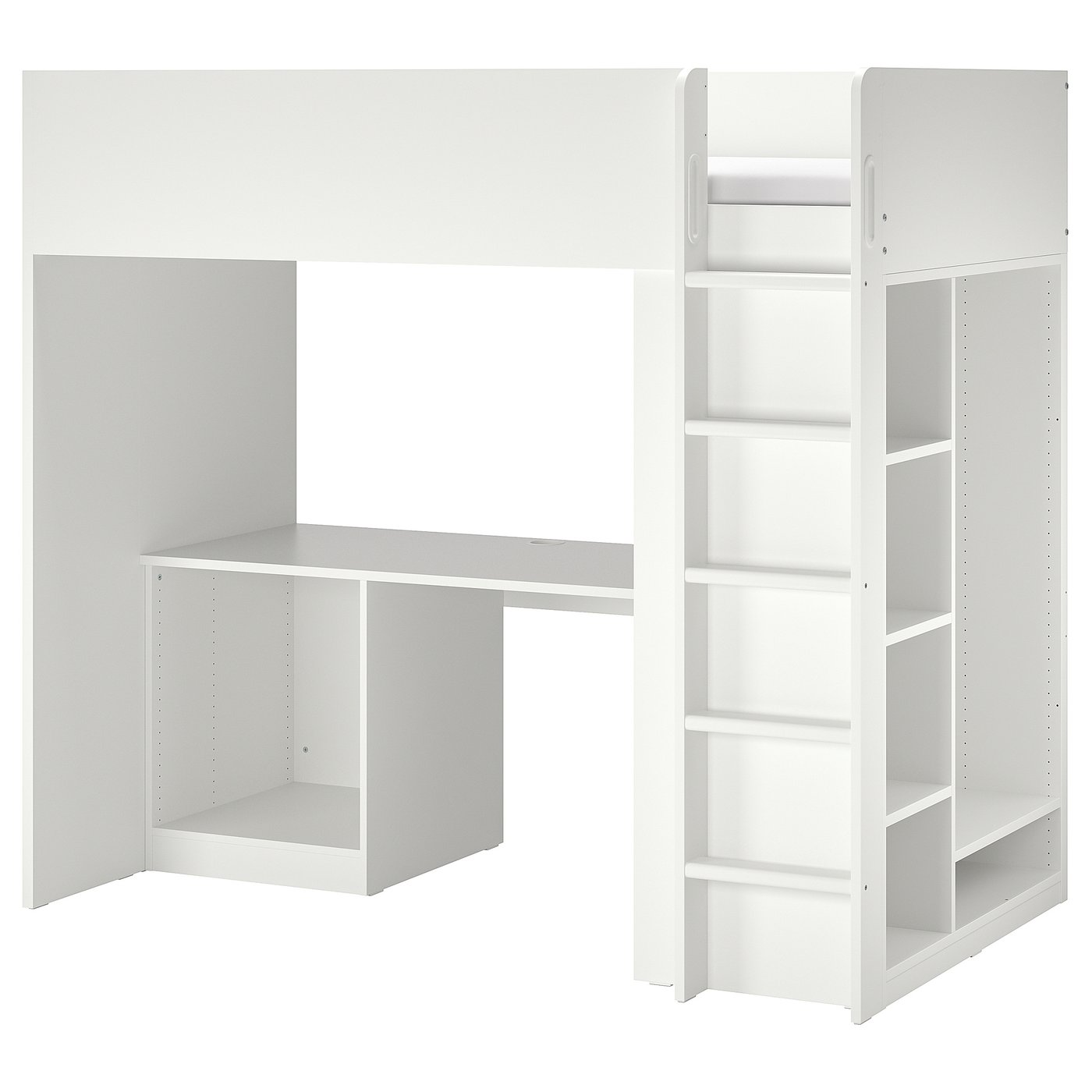 SMÅSTAD loft bed frame, desk and storage, white, 90x200 cm (353