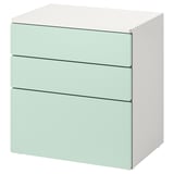 SMÅSTAD / PLATSA 3-drawer dresser, white/light green, 60x42x63 cm