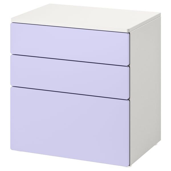 SMÅSTAD / PLATSA 3-drawer dresser, white/lilac, 60x42x63 cm