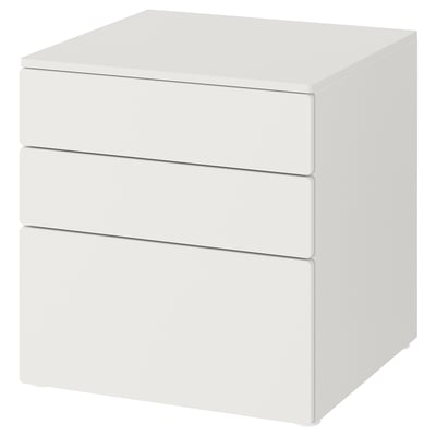 SMÅSTAD / PLATSA 3-drawer dresser, white/white, 60x57x63 cm