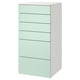 SMÅSTAD / PLATSA 6-drawer dresser, white/light green, 60x57x123 cm