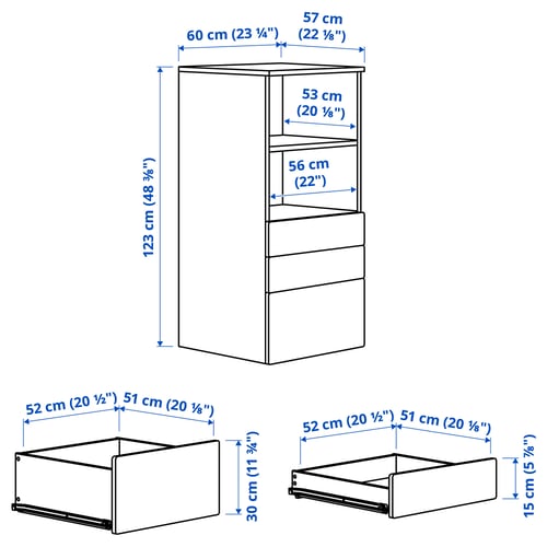 Illustration with measurements for the product: SMÅSTAD.