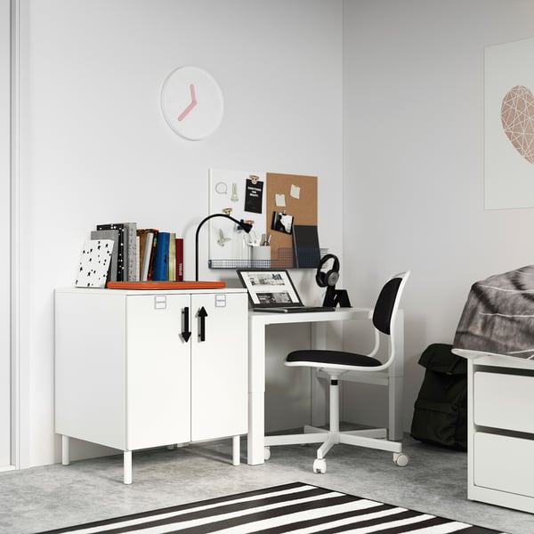 SMÅSTAD / PLATSA Cabinet, white white/with 1 shelf, 60x57x63 cm
