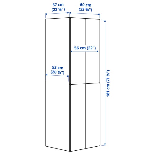 Illustration with measurements for the product: SMÅSTAD.