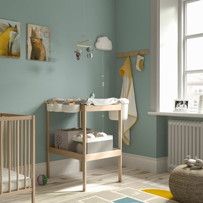 SNIGLAR Changing table, birch/white, 72x53 cm