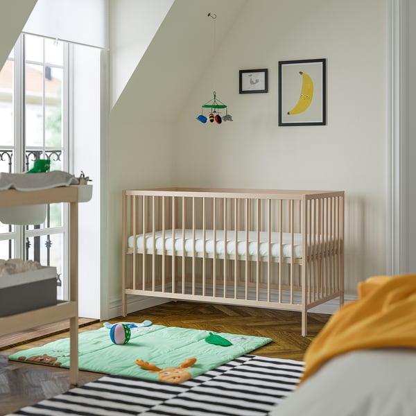 SNIGLAR Crib, birch, 60x120 cm