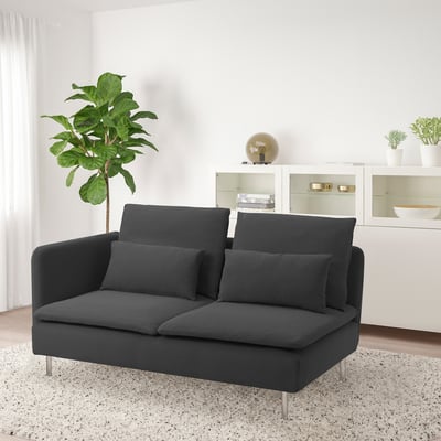 SÖDERHAMN Compact sofa with open end, Fridtuna dark gray