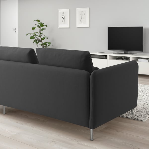 SÖDERHAMN Compact sofa with open end, Fridtuna dark gray