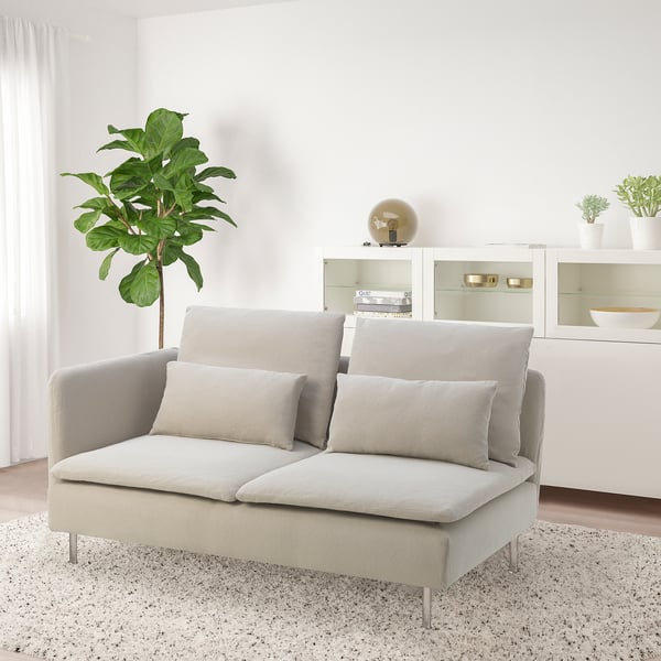 SÖDERHAMN Compact sofa with open end, Fridtuna light beige