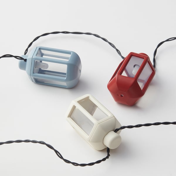 SOMMARLÅNKE LED string light with 12 lights, battery operated outdoor/lantern multicolor IKEA