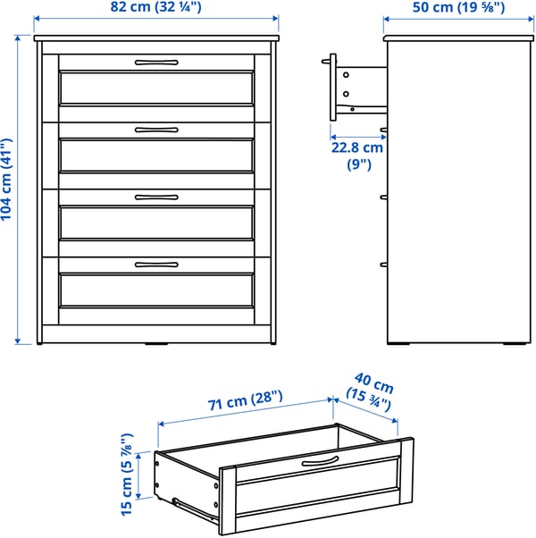 SONGESAND 4-drawer dresser, brown, 82x104 cm