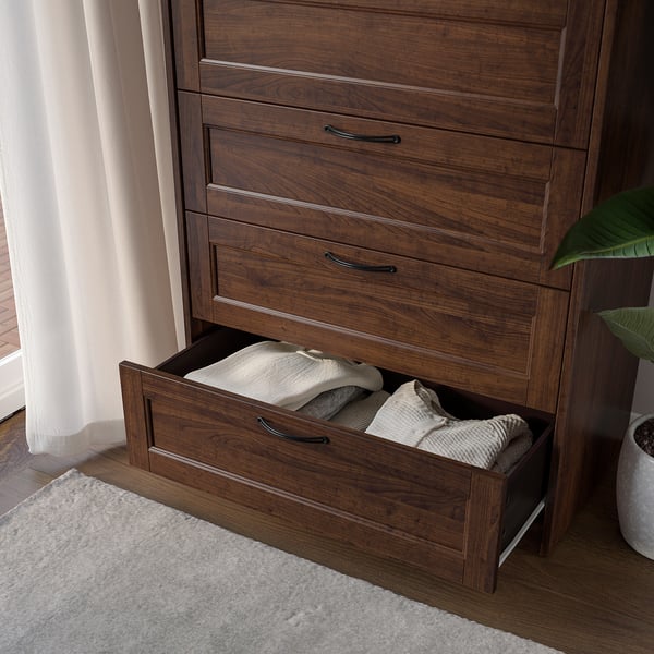SONGESAND 6-drawer chest, brown, 82x126 cm