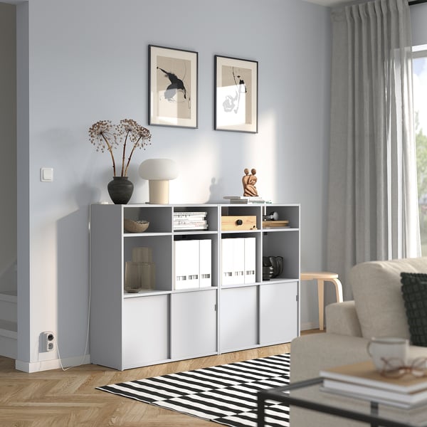 SPIKSMED Storage combination, light gray, 155x32x96 cm