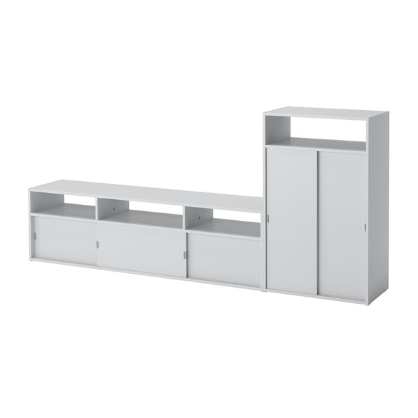 SPIKSMED TV storage combination, light gray, 215x32x96 cm