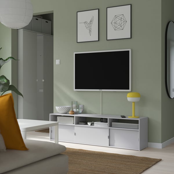 SPIKSMED TV unit, light gray, 155x32x44 cm