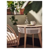STARKVIND Table with air purifier, stained oak veneer/white smart