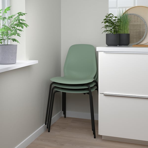 STENSELE / LIDÅS Table and 2 chairs, anthracite anthracite/green black, 70 cm