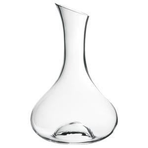 STORSINT clear glass carafe, handblown, elegant curved shape with narrow neck, ideal for decanting.