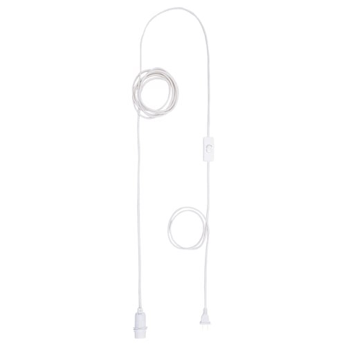 STRÅLA white lamp cord set, acetal plastic hook, modern, simple design.