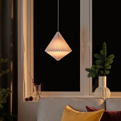 STRÅLA Lamp shade, diamond-shaped white, 32 cm