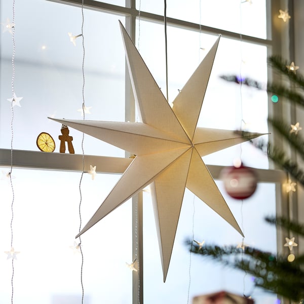 STRÅLA Lamp shade, linen star, 70 cm
