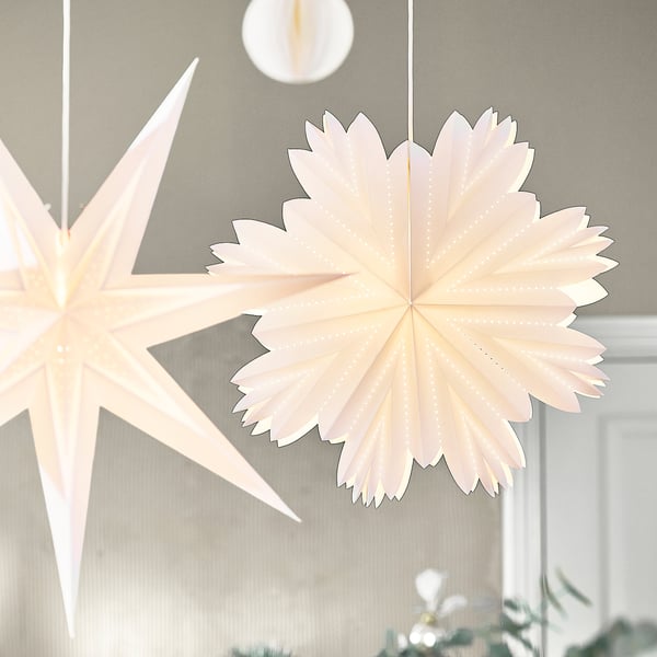 STRÅLA Lamp shade, paper petal star/white, 55 cm