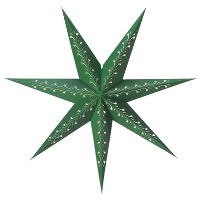 STRÅLA Lamp shade, paper star/green white, 90 cm