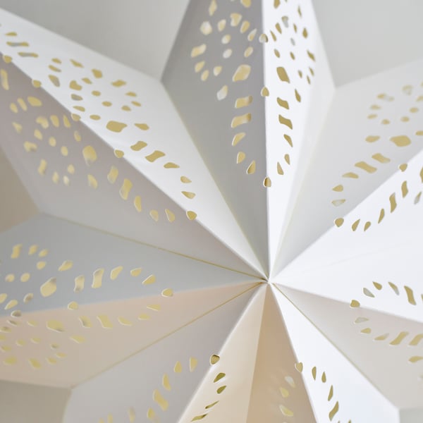 STRÅLA Lamp shade, paper star/lace white, 48 cm