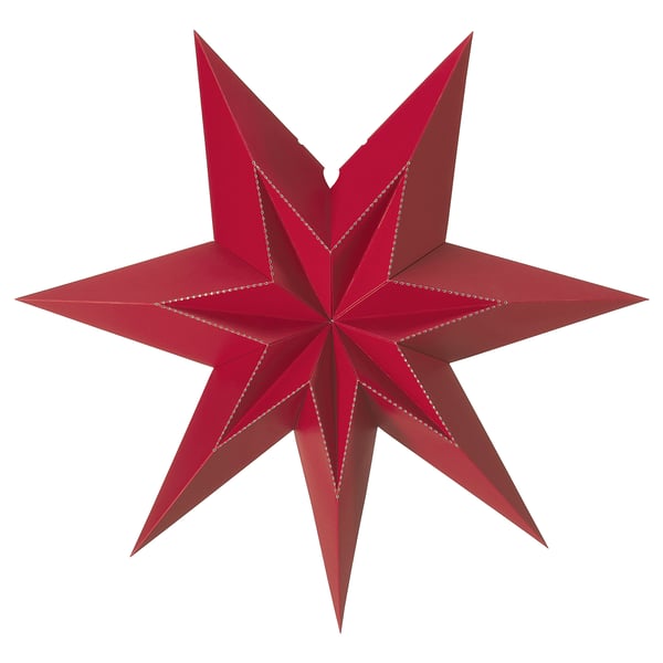 STRÅLA Lamp shade, paper star/red, 56 cm