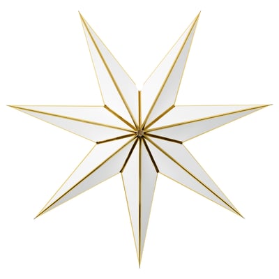 STRÅLA star lamp, white & gold, paperboard, polycarbonate, stainless steel, geometric design.