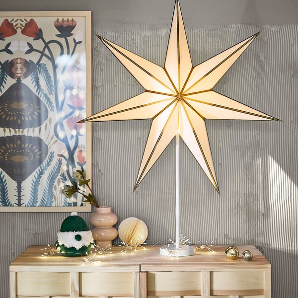 STRÅLA Lamp shade, paper star/white gold, 70 cm