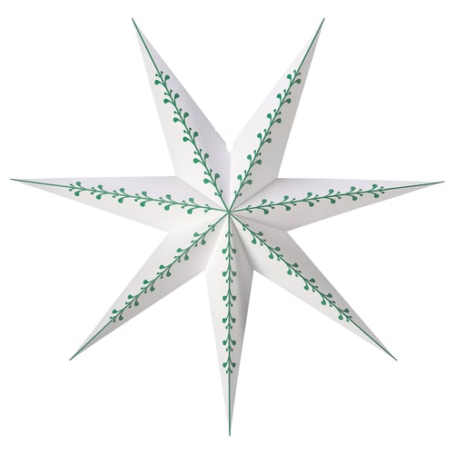 STRÅLA Lamp shade, paper star/white green, 90 cm
