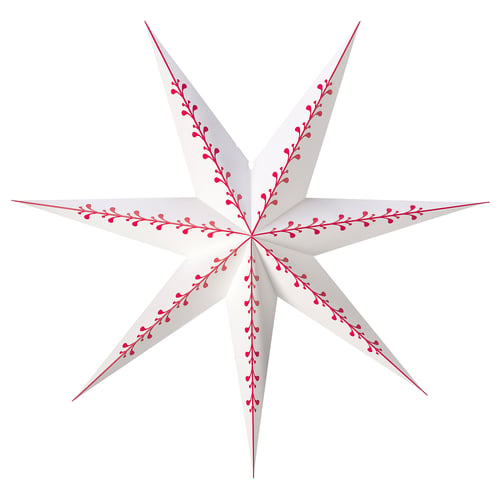 STRÅLA Lamp shade, paper star/white red, 90 cm