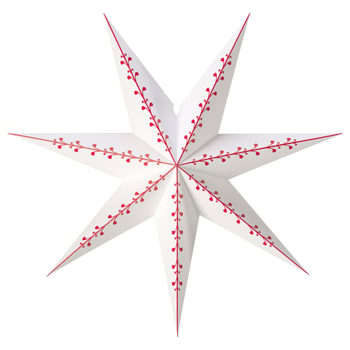 STRÅLA Lamp shade, paper star/white red, 70 cm