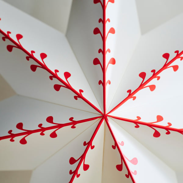 STRÅLA Lamp shade, paper star/white red, 70 cm
