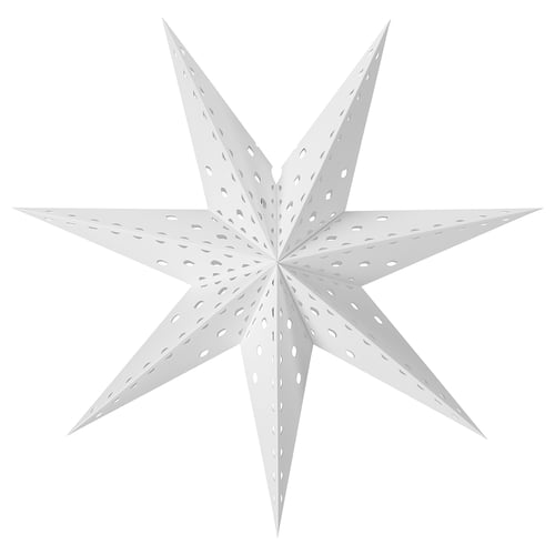 STRÅLA Lamp shade, paper star/with hole pattern white, 70 cm