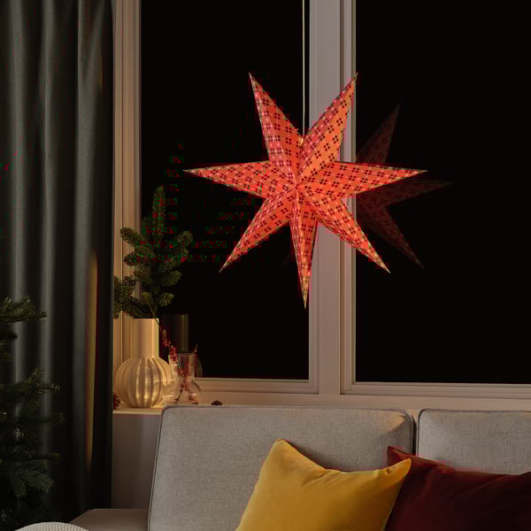 STRÅLA Lamp shade, pink/green, 70 cm