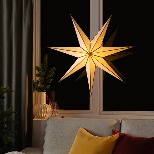 STRÅLA Lamp shade, white/gold, 90 cm