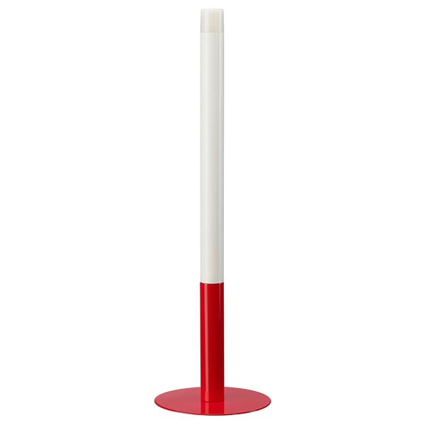 STRÅLA lamp, red & white, cylindrical, abs plastic base, steel stand.