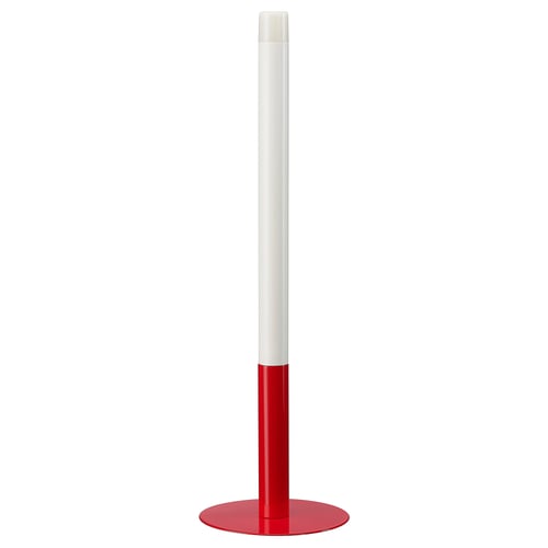 STRÅLA lamp, red & white, cylindrical, abs plastic base, steel stand.