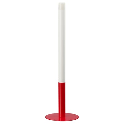 STRÅLA lamp, red & white, cylindrical, abs plastic base, steel stand.