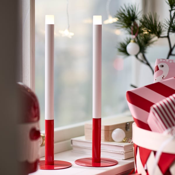 STRÅLA LED candle, battery operated red