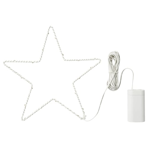 STRÅLA LED decorative light, battery operated/star-shaped silver color, 27 cm