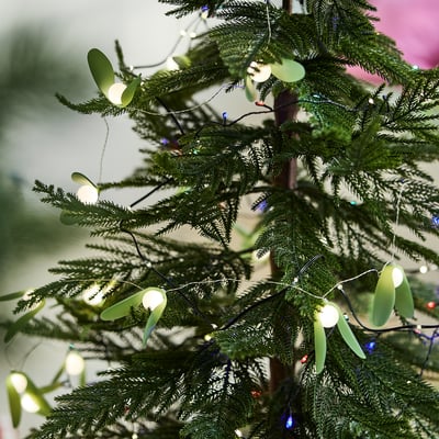 STRÅLA LED lighting chain, mistletoe battery operated/green, 2.80 m