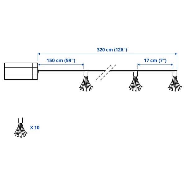 STRÅLA LED lighting chain with 10 lights, sparkler/battery operated