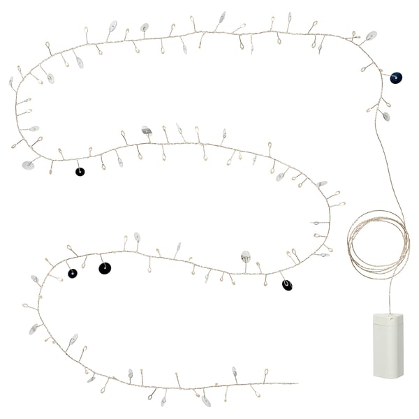 STRÅLA LED string light with 80 lights, battery operated dots/silver color