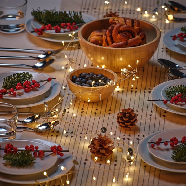 STRÅLA LED string light with 80 lights, battery operated dots/silver color